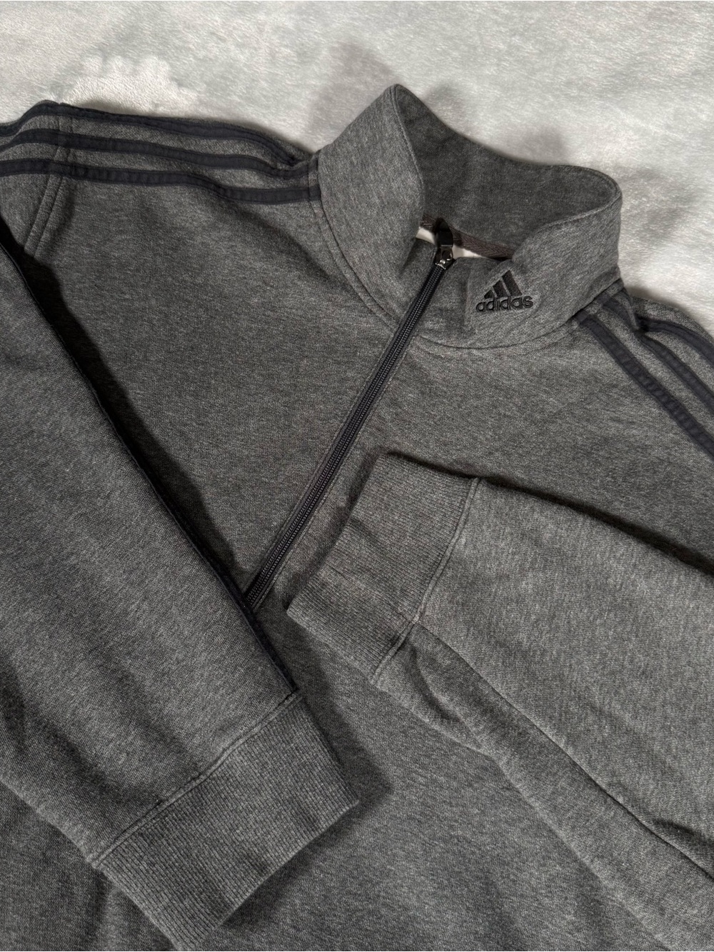 Vintage Adidas 1/4 Zip Sweatshirt Mens XL Mock Neck Logo Gray Y2K